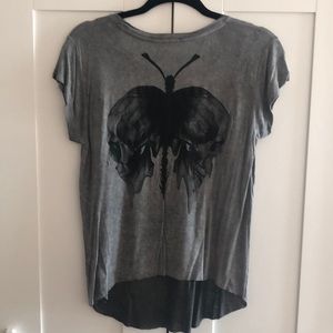 Diesel Gray Short Sleeve Tee with Skull Design